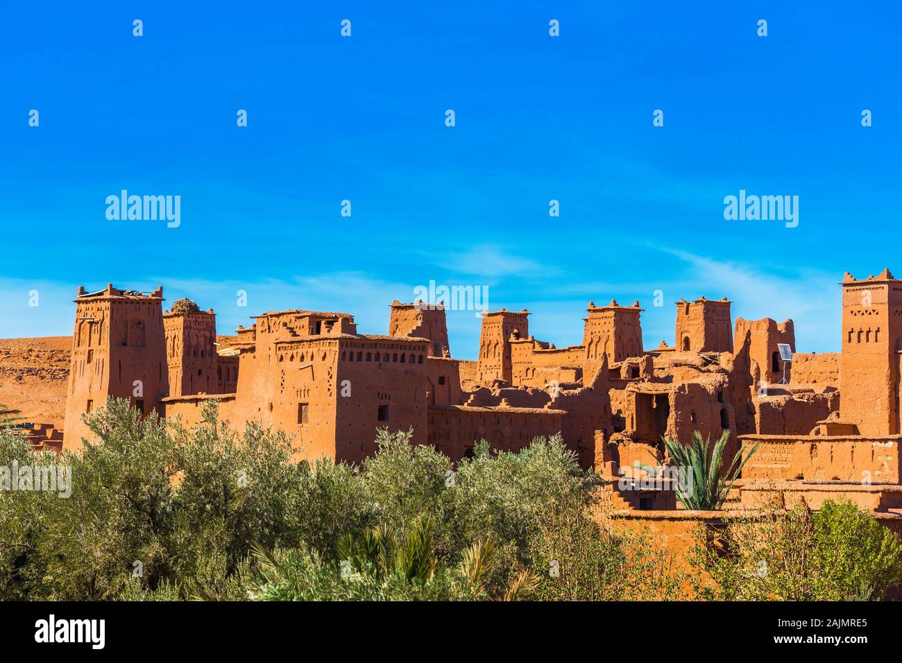 View of the fortified city of Ait-Ben-Haddou, Morocco. Copy space for text Stock Photo