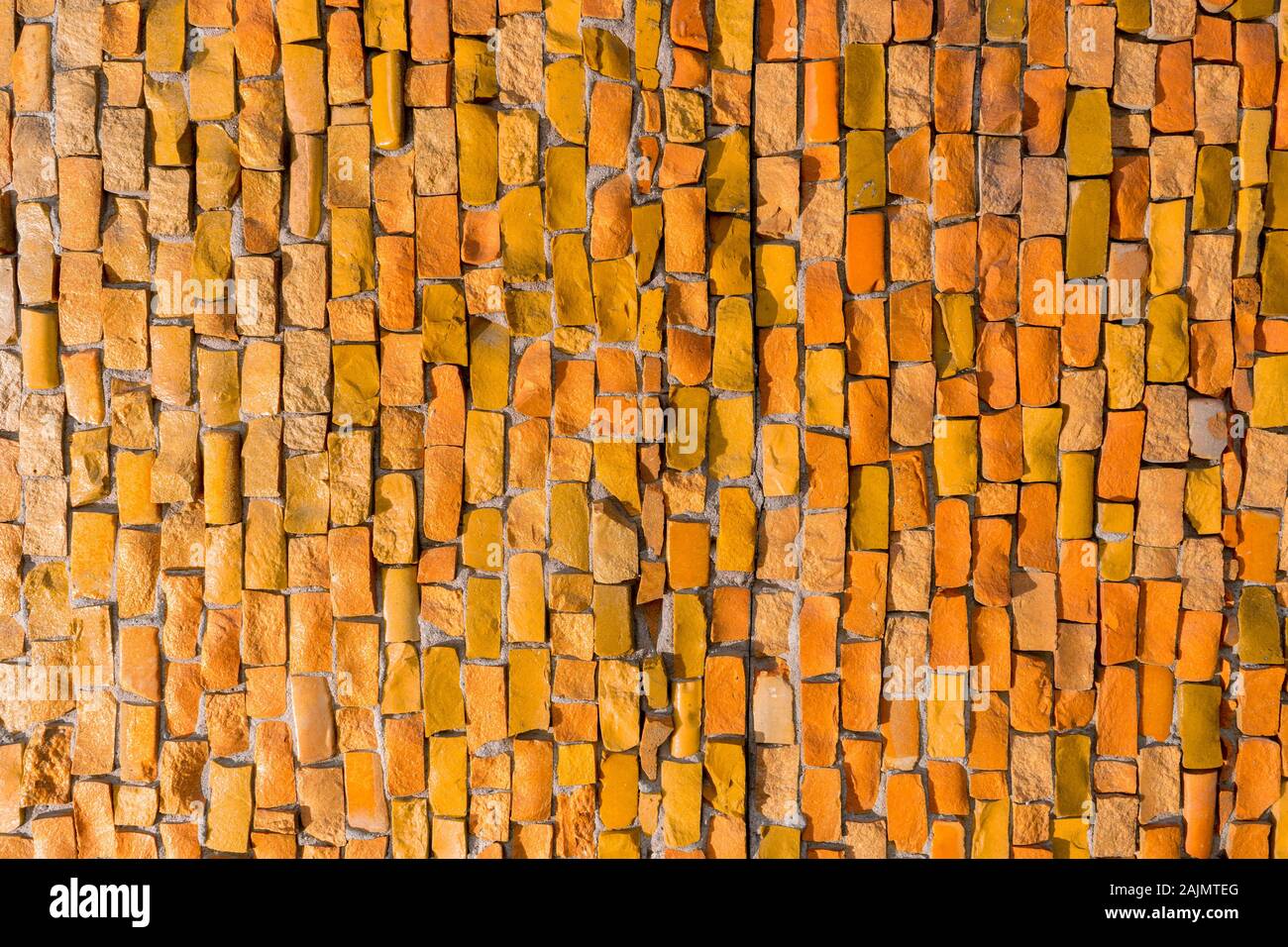 orange surface of Abstract colorful smalt mosaic with high resolution for background. Stock Photo