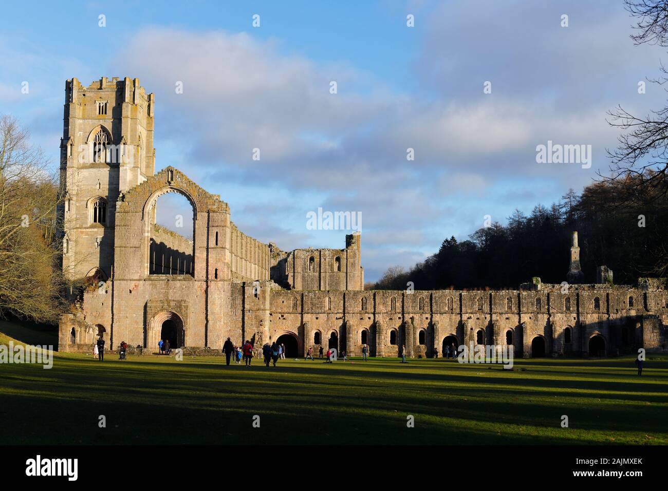 Fountains Abbey National Trust site in Ripon, North Yorkshire Stock