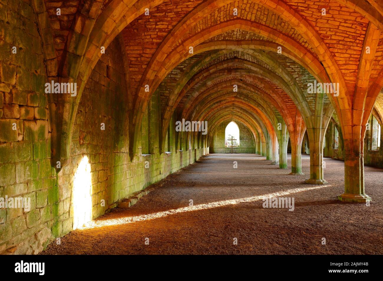 The Cloisters of Fountains Abbey Stock Photo