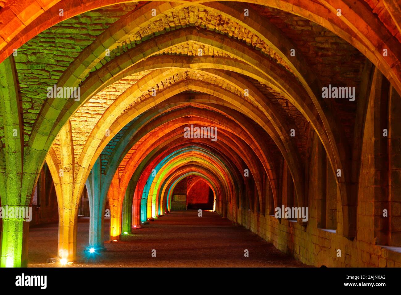 Fountains abbey coloured illuminations hires stock photography and