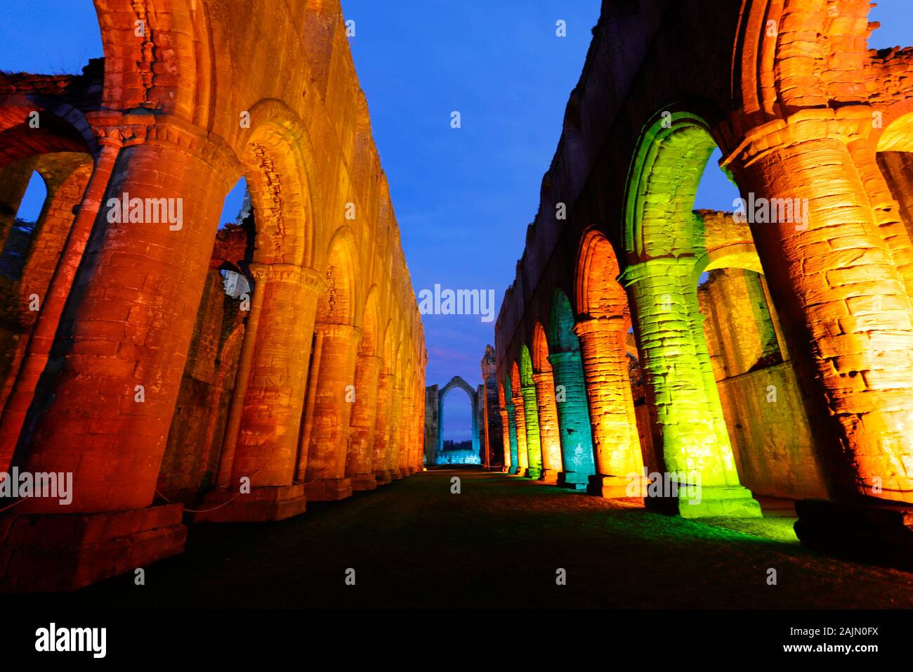 Fountains abbey coloured illuminations hires stock photography and