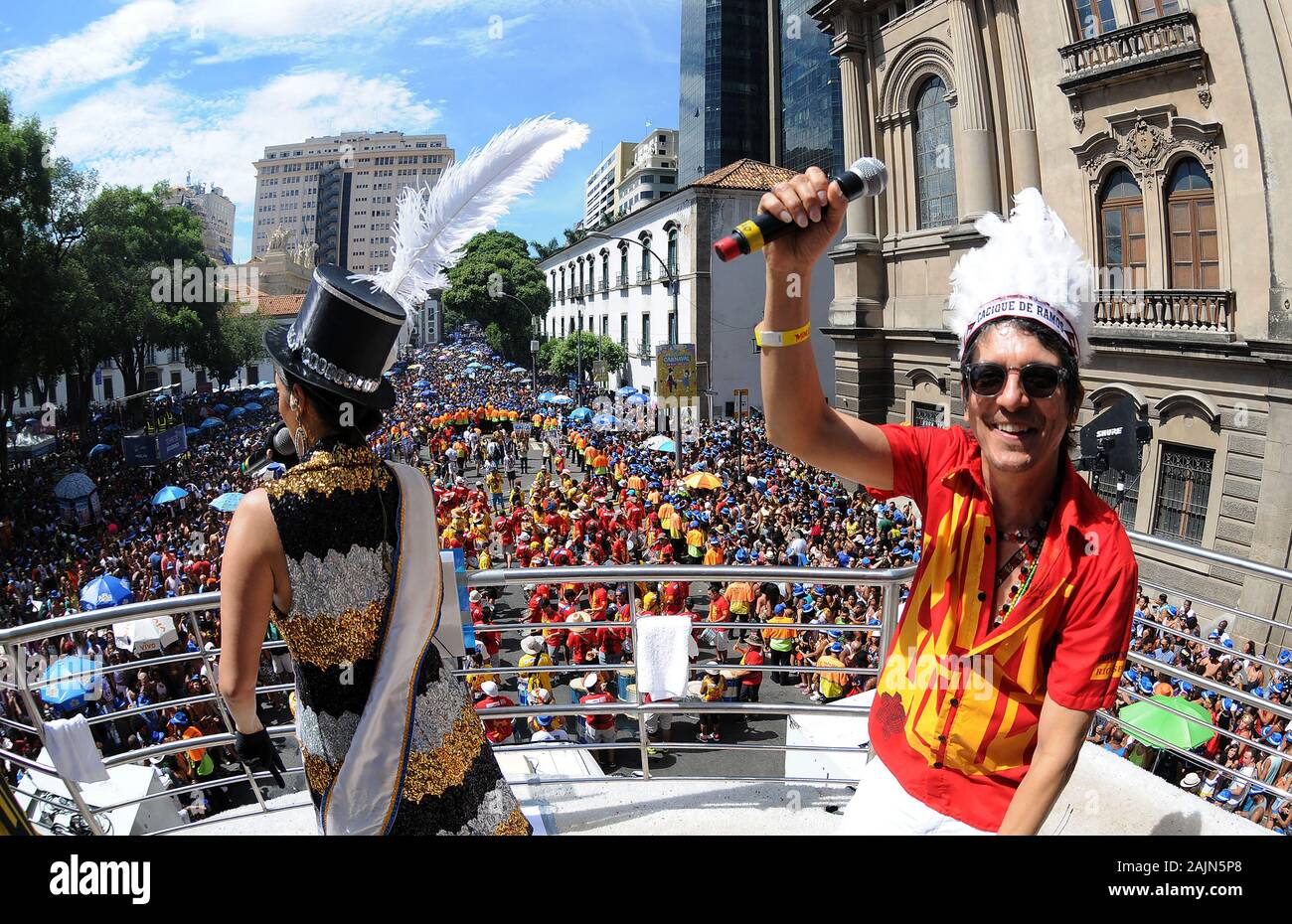 Rio de Janeiro, February 2, 2017. Revelers during the parade of the Monobloco block at the