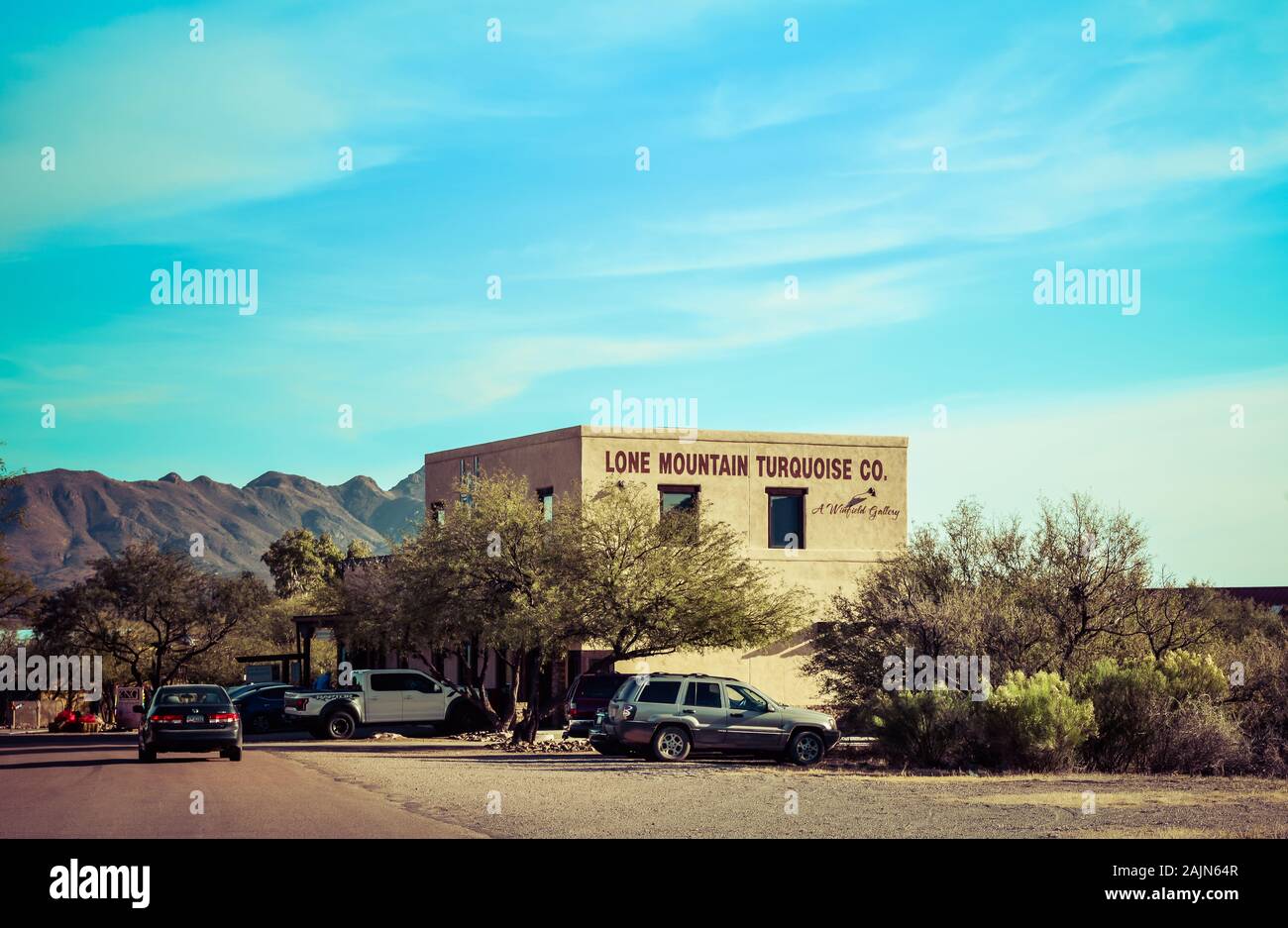 View of the Lone Mountain Turquoise Co, full of Native American arts