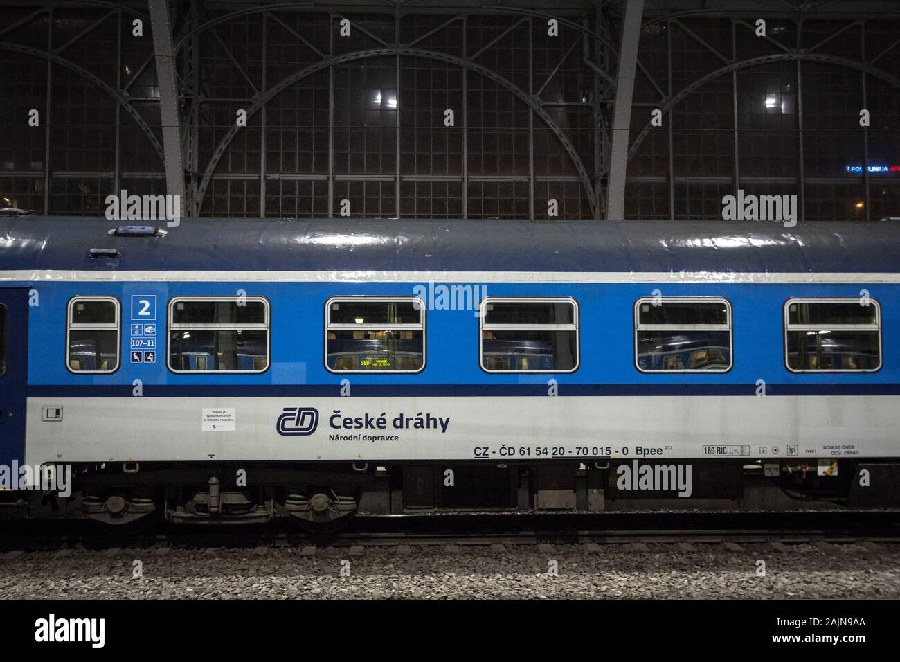 PRAGUE, CZECHIA NOVEMBER 3, 2019 Logo of Ceske Drahy on one of their