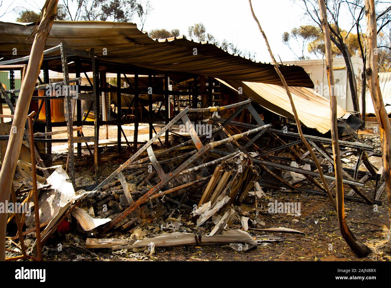 Burnt House from Bush Fire Stock Photo