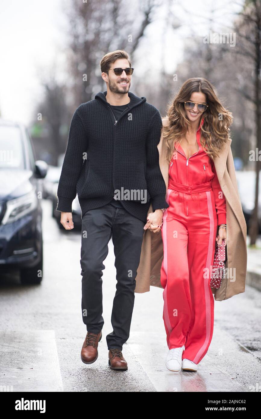 PARIS, FRANCE - Januar 22: Isabel Goulart and Kevin Trapp seen in