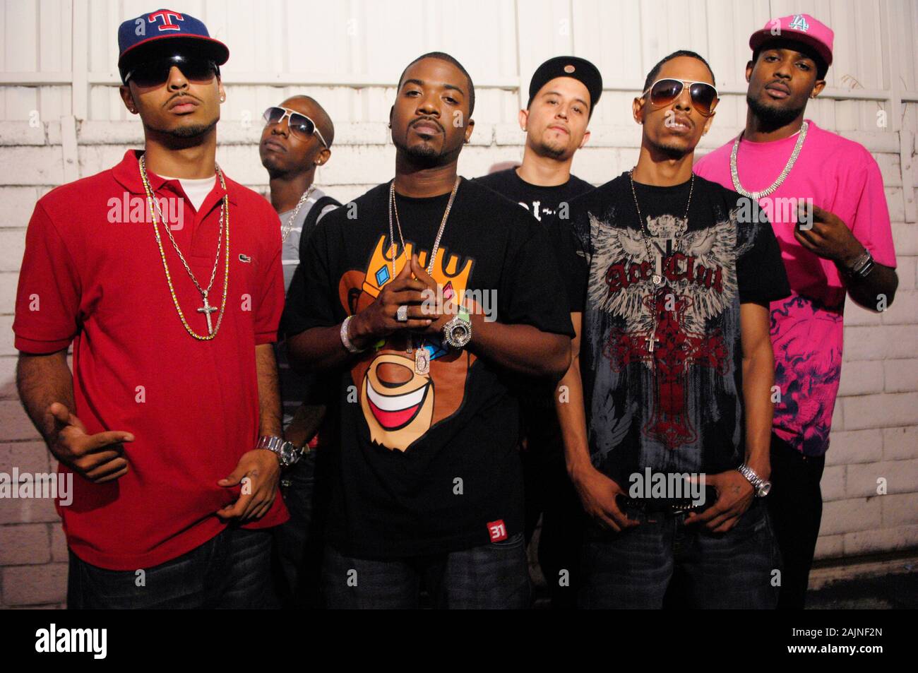 (LR) Truth, Shorty Mack, Ray J, Dre Sinatra, SK and Solo of Knockout Ent. portrait on set at