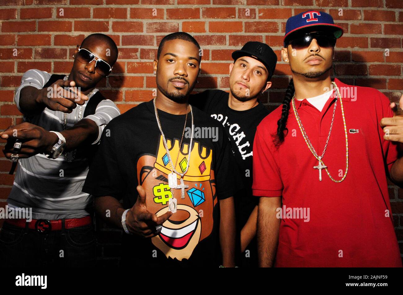 (L-R) Rapper Shorty Mack, Singer / Actor Ray J, DJ Dre Sinatra and ...