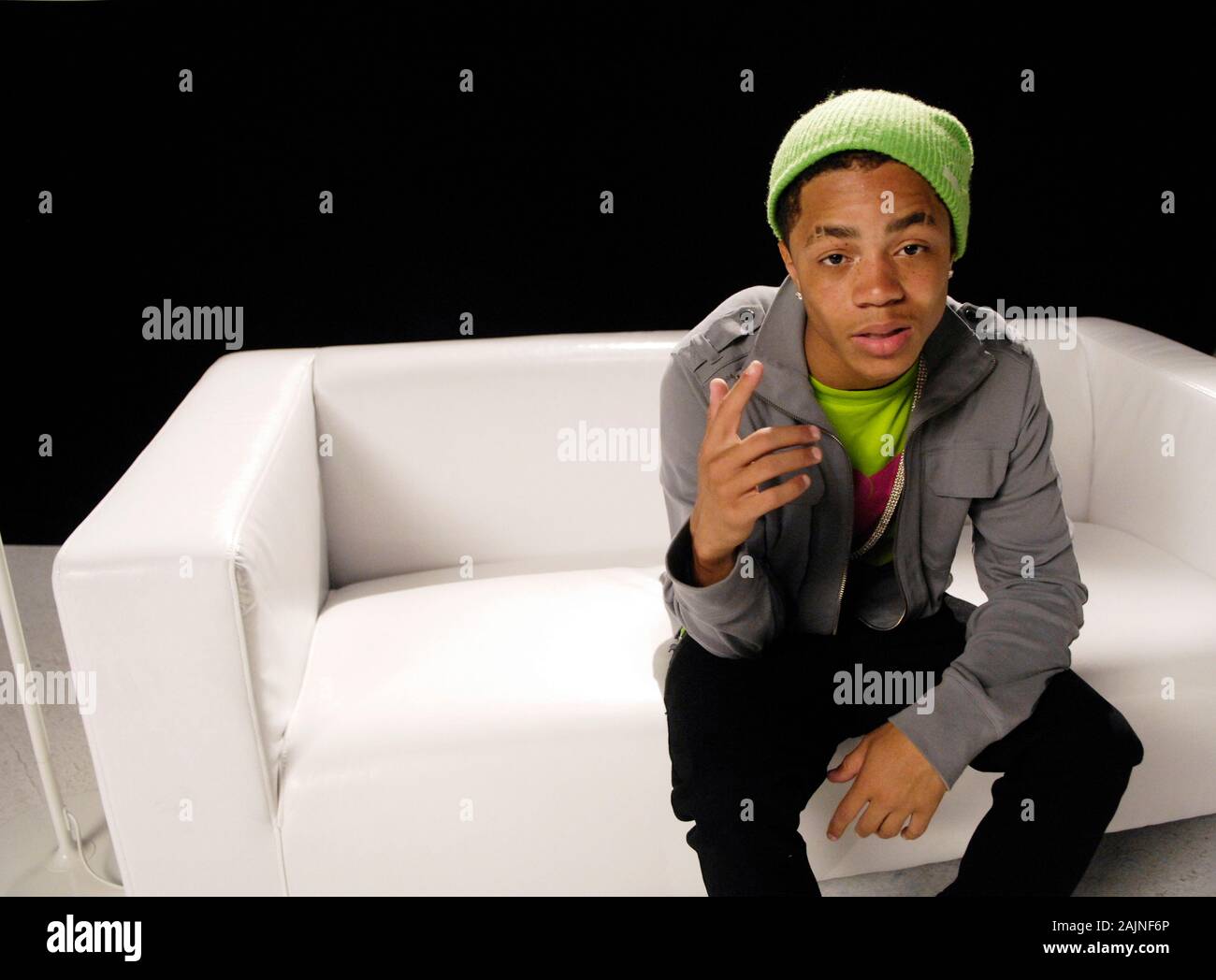 Rapper Earl "Ben J" Benjamin of New Boyz portrait on set at New Boyz