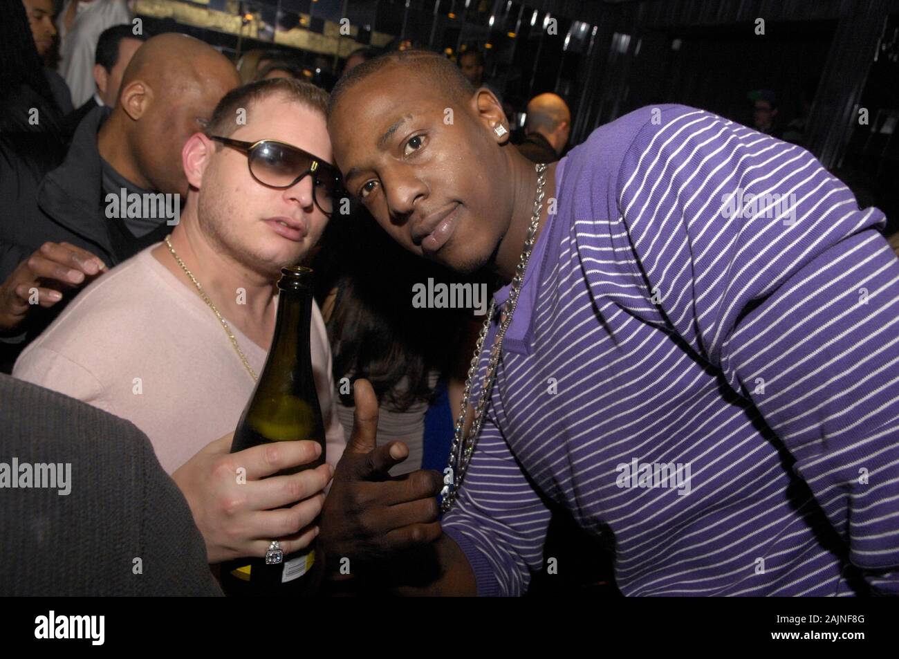 (L-R) Producer Scott Storch and rapper Shorty Mack at Wonderland on January 21, 2010 in Hollywood. Stock Photo