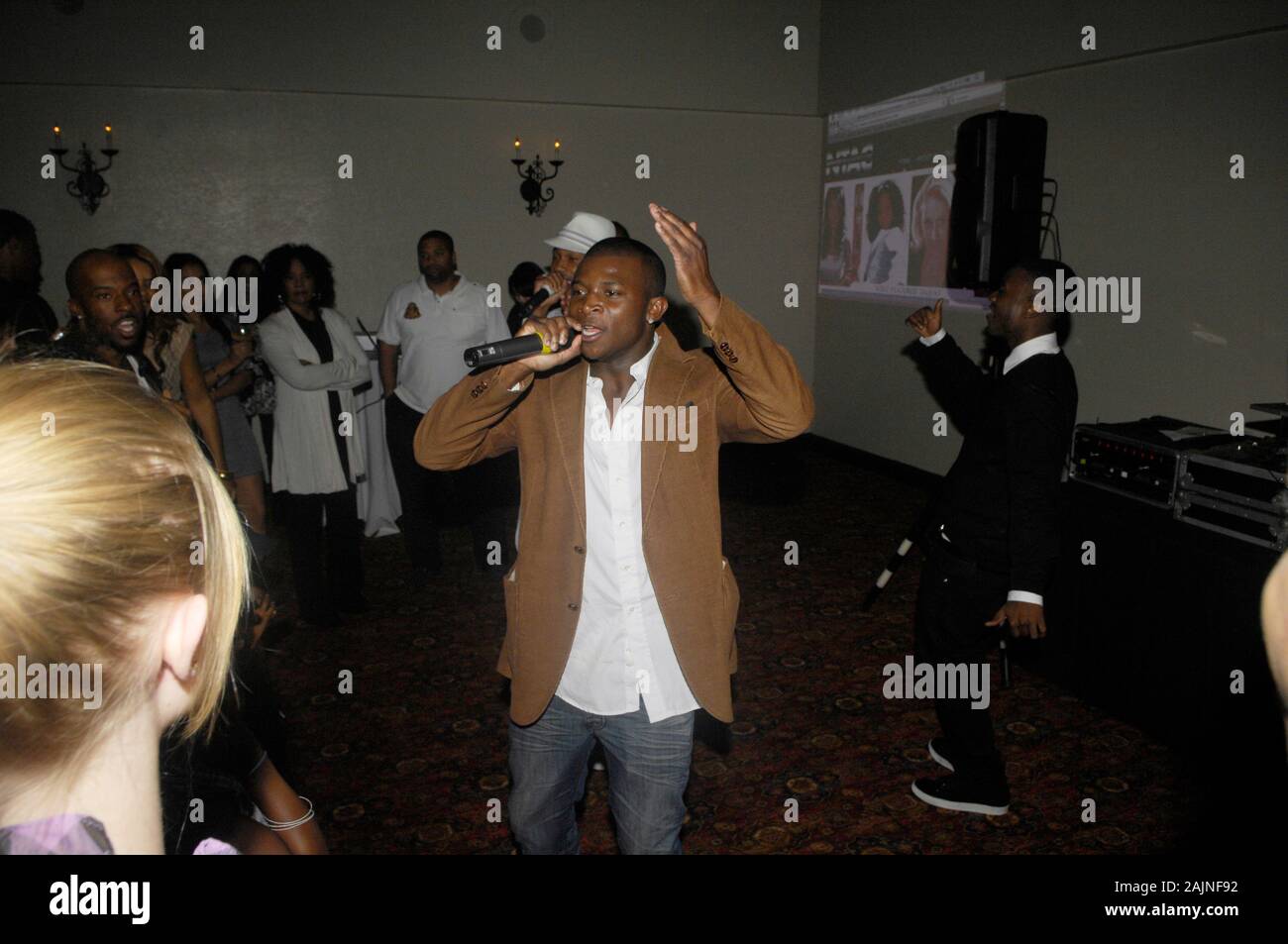 Rapper O.T. Genasis performs at the Norwood Talent Agency Corporation (NTAC) Grand Opening at the Hollywood Roosevelt Hotel on May 10, 2011 in Los Angeles. Stock Photo