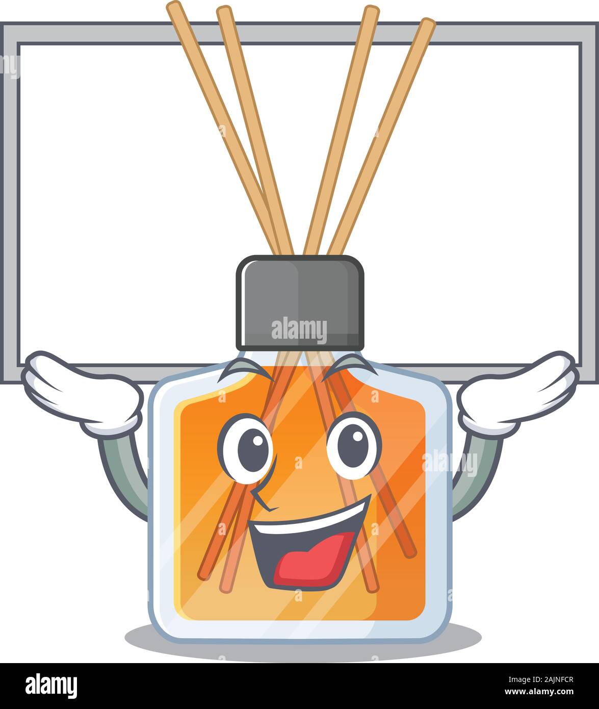 A mascot picture of air freshener sticks raised up board Stock Vector