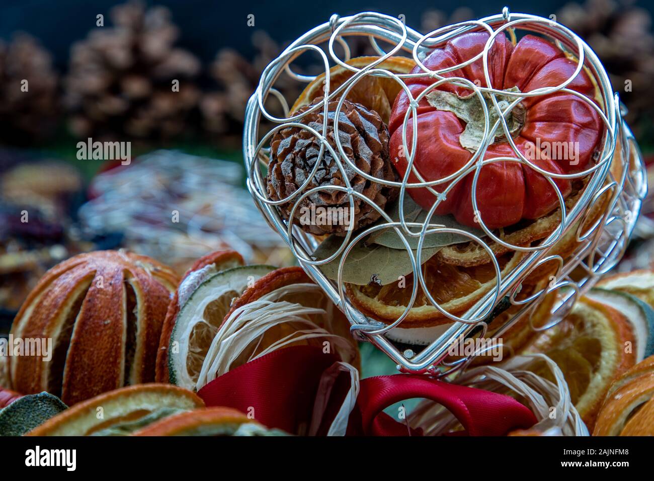 Silver Shape Gift Box Containing The Fruit Is Fragrant And Refreshing On Grass Background Valentine S Day Background Concept Fruit In The Heart Gift Stock Photo Alamy