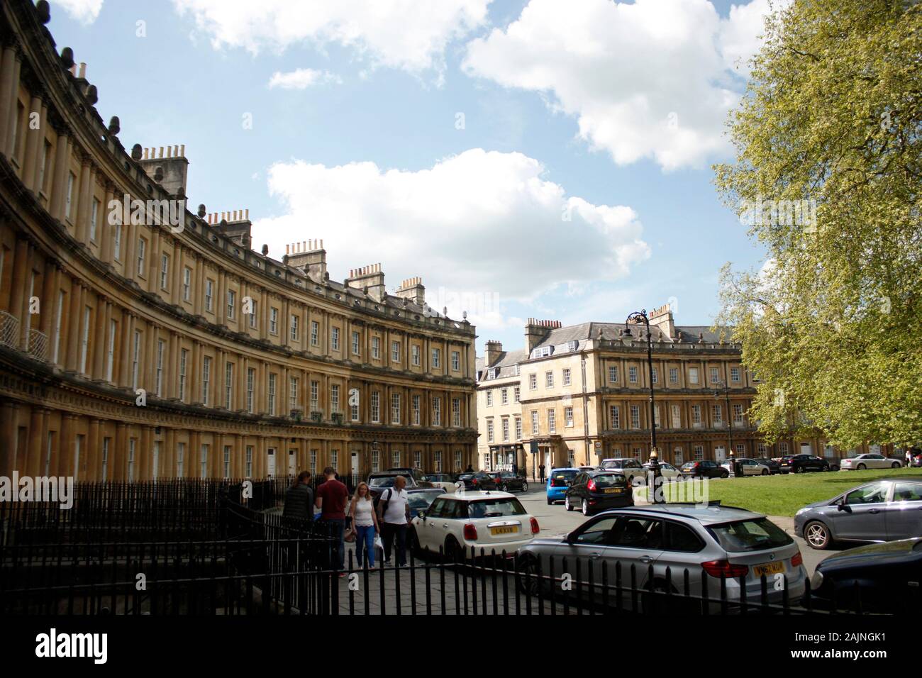 Houses in curved fashion at the Circus in Bath , England Stock Photo