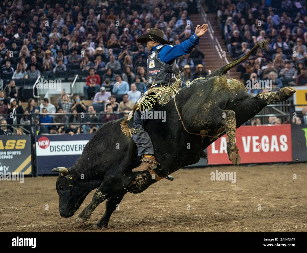 New York, NY - January 4, 2020: Eduardo Aparecido rides bull during ...