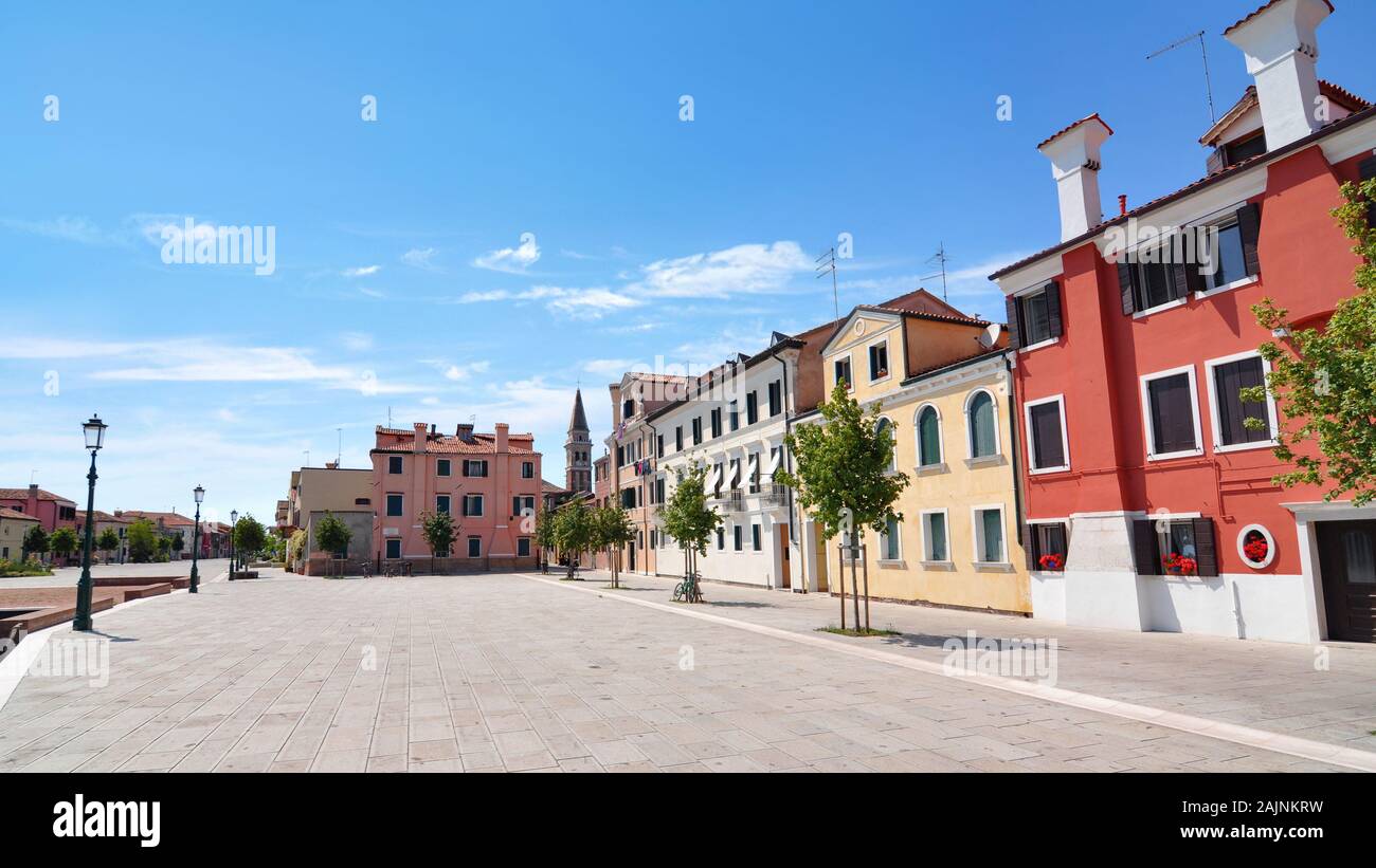 Colorful houses and buildings in a small community in Venice, Italy Stock Photo