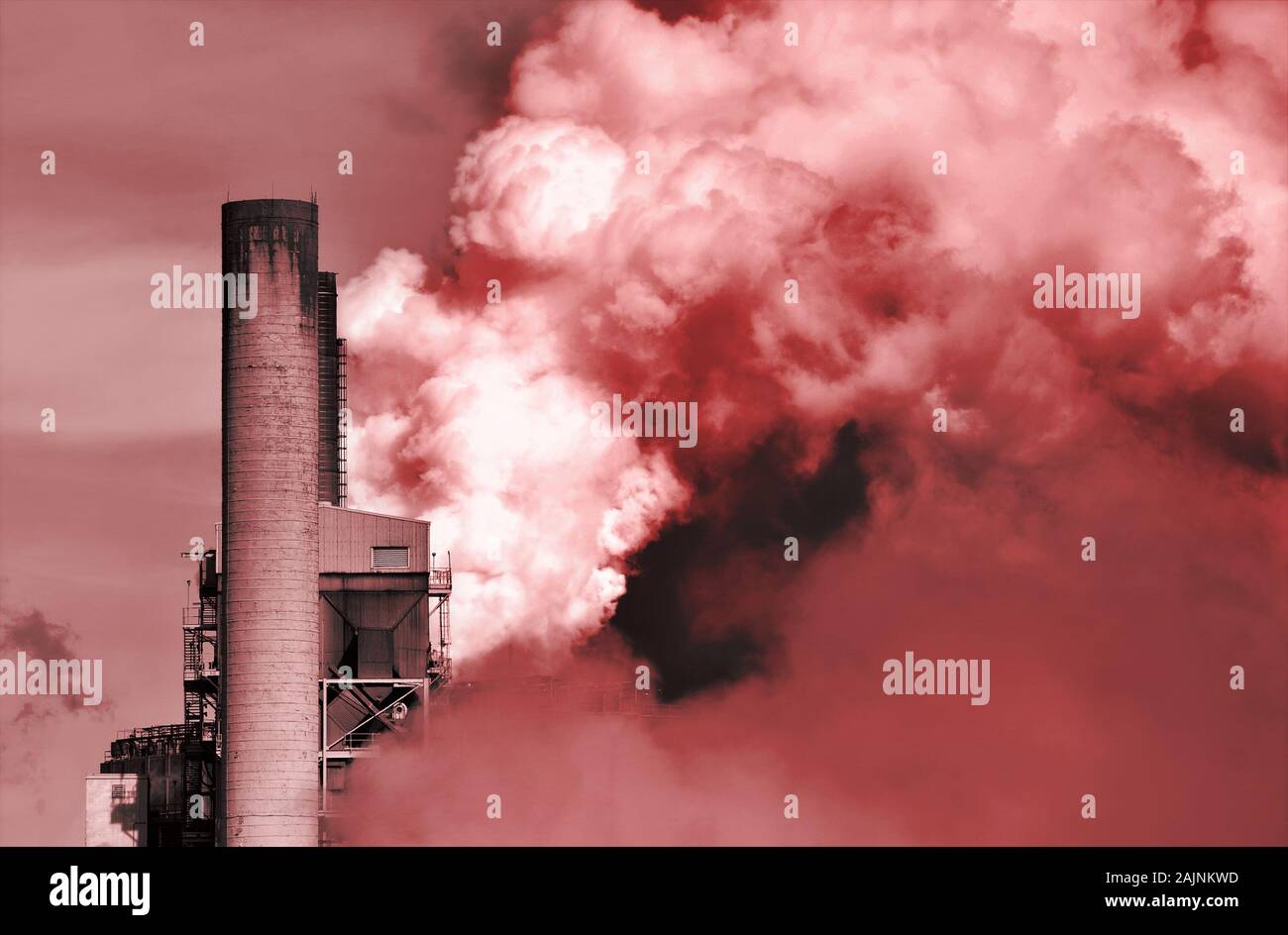 Dangerous pollutants from a paper factory Stock Photo