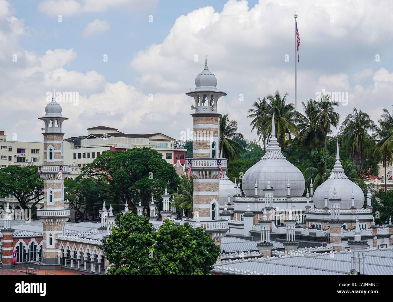 Kuala Lumpur, Malaysia - Aug 24, 2014. View of Masjid Jamek Mosque in Kuala Lumpur. The mosque was designed by Arthur Benison Hubback, and built in 19 Stock Photo