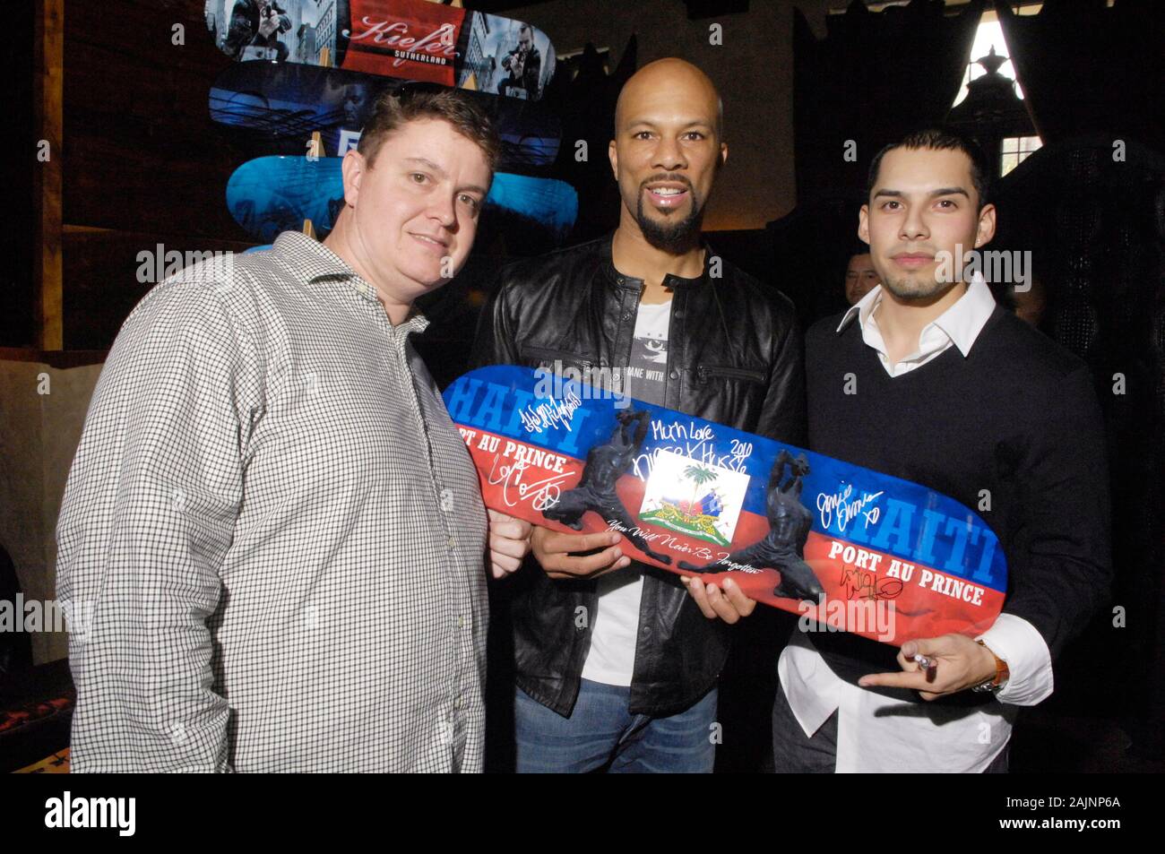 Actor / Rapper Common (c) attends a Grammy gifting suite at The Roosevelt Hotel on January 29, 2010 in Hollywood, California. Stock Photo