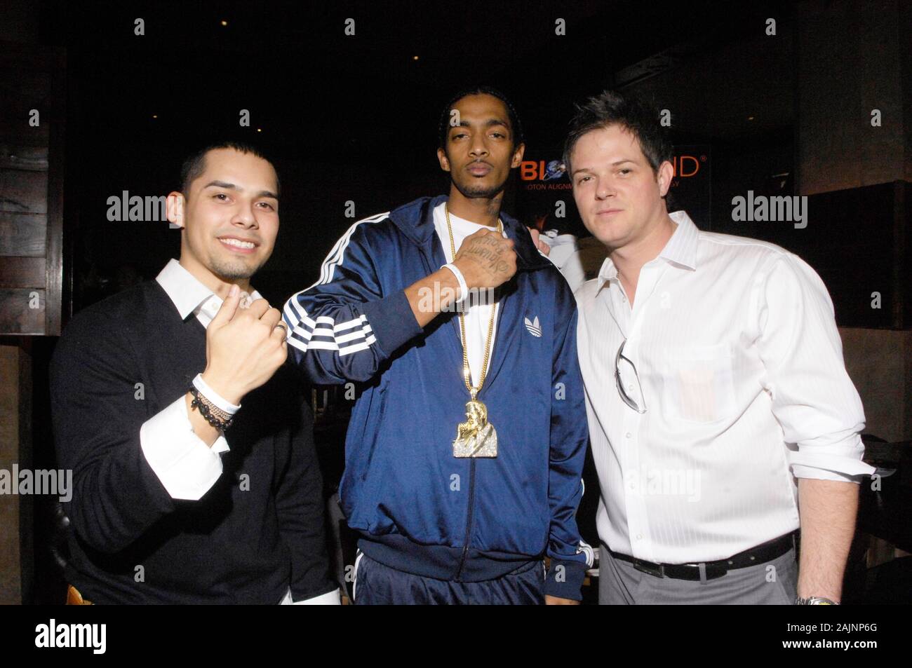 Rapper Nipsey Hussle  (c) attends a Grammy gifting suite at The Roosevelt Hotel on January 29, 2010 in Hollywood, California. Stock Photo