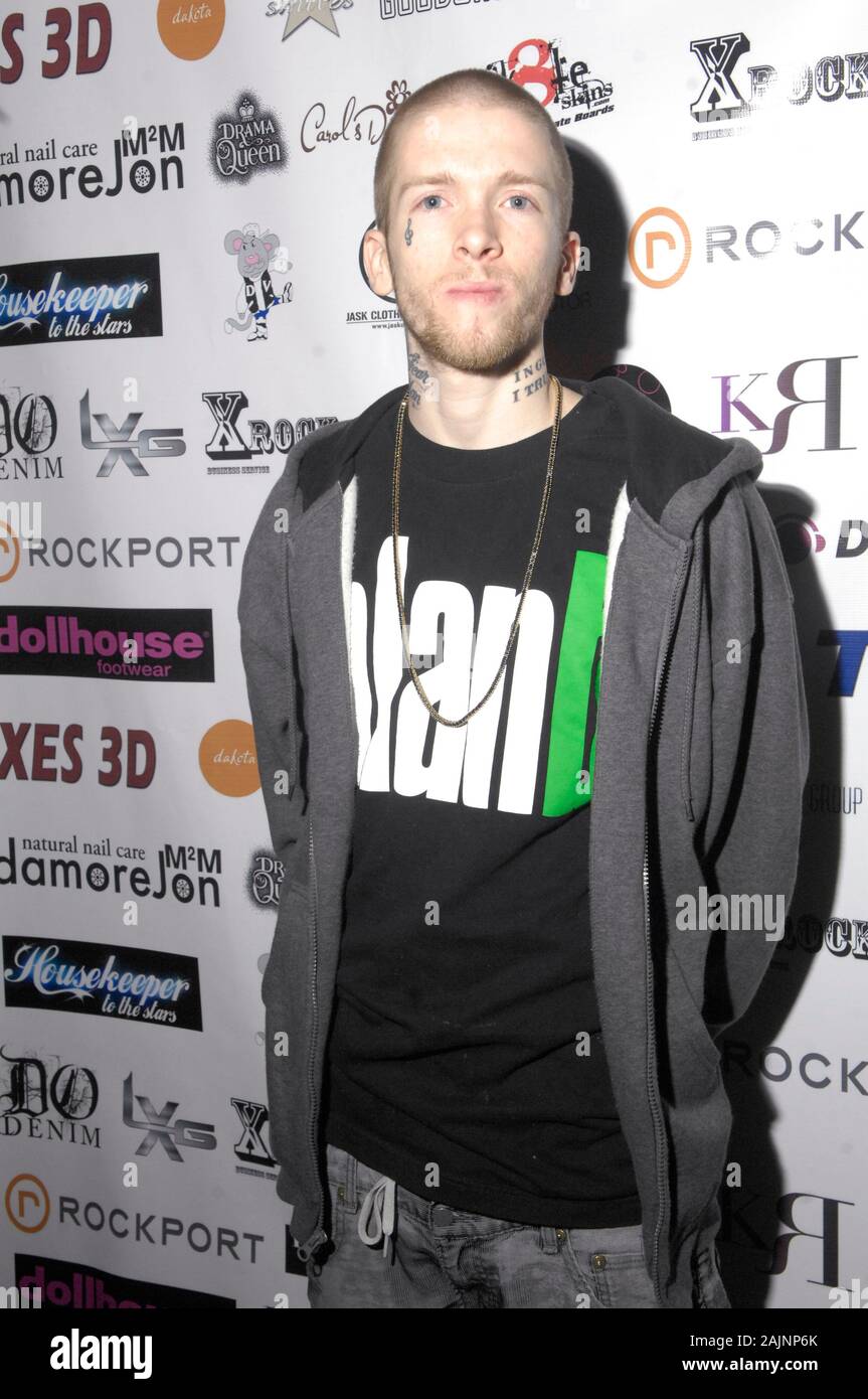 Pro Skateboarder/Rapper Jereme 'Sherm' Rogers attends a Grammy gifting suite at The Roosevelt Hotel on January 29, 2010 in Hollywood, California. Stock Photo
