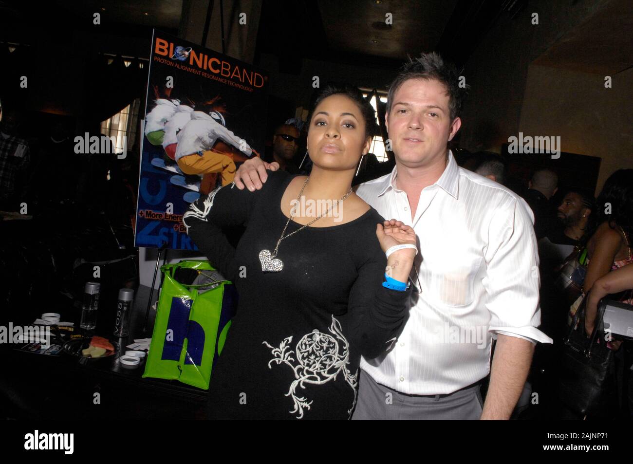 Actor Raven-Symoné (l) attends a Grammy gifting suite at The Roosevelt Hotel on January 29, 2010 in Hollywood, California. Stock Photo