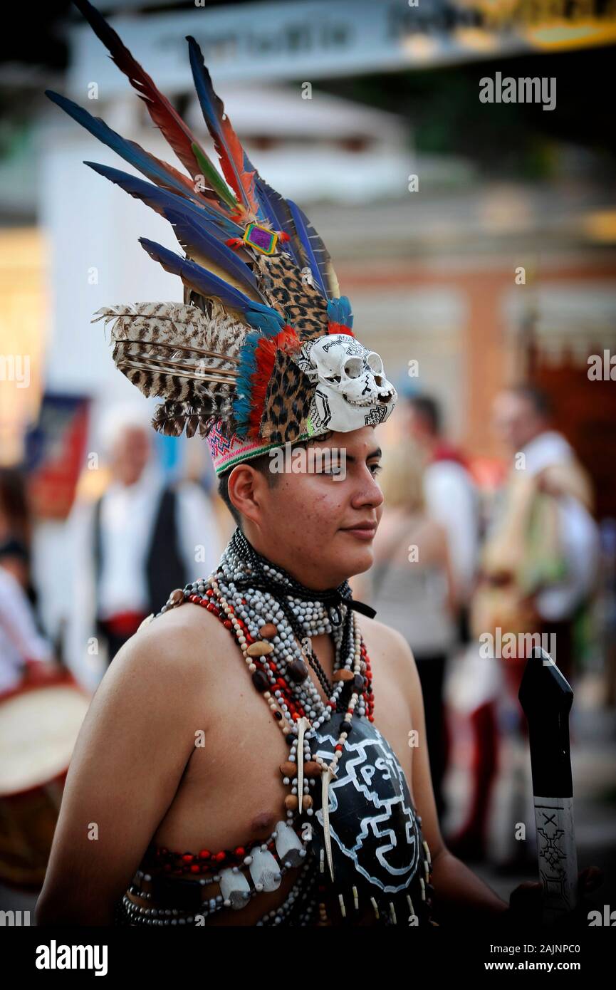 Portrait of young man in traditional south american costume Stock Photo