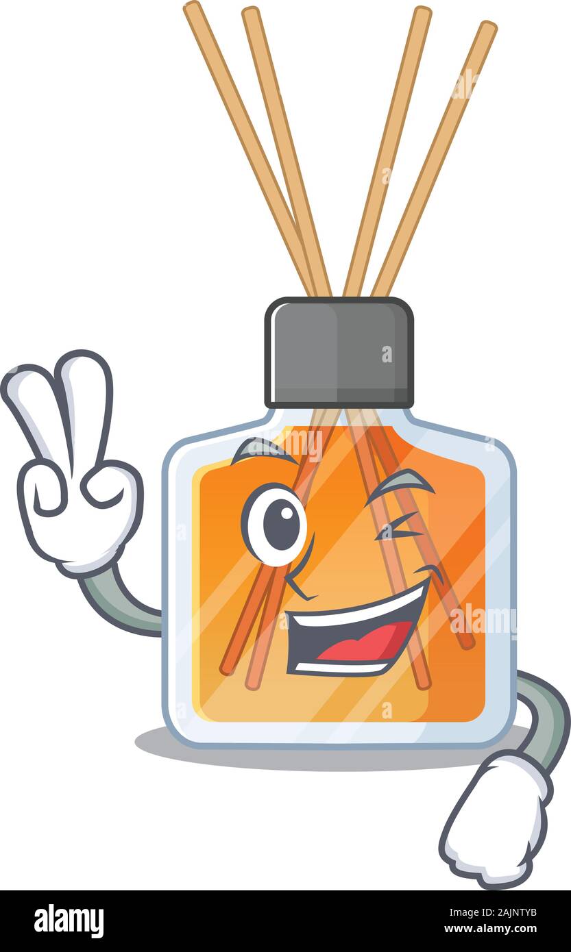 Smiley mascot of air freshener sticks cartoon Character with two