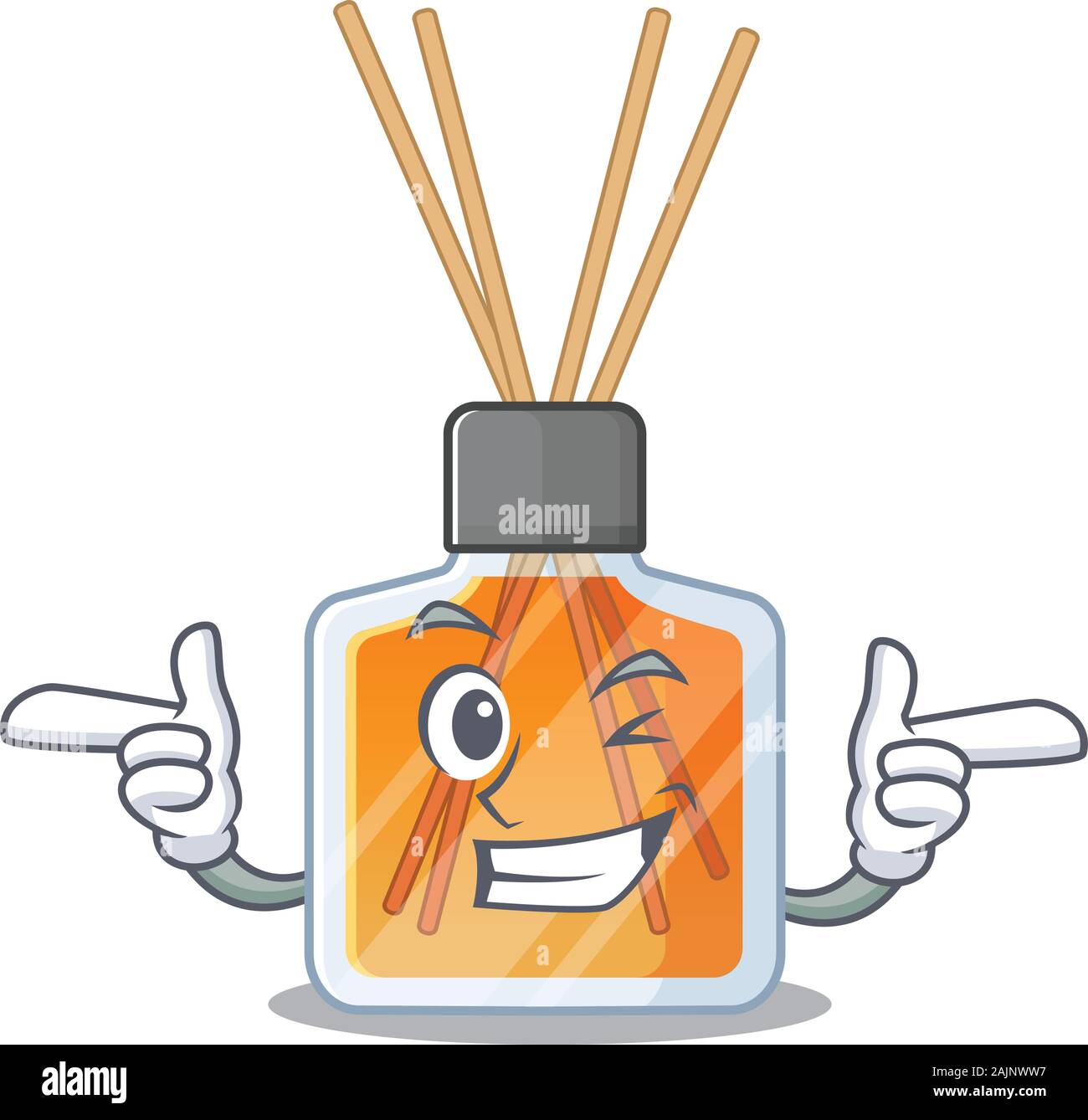mascot cartoon design of air freshener sticks with Wink eye Stock