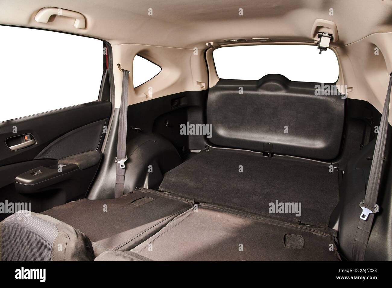 Big clean trunk of SUV car inside view isolated Stock Photo