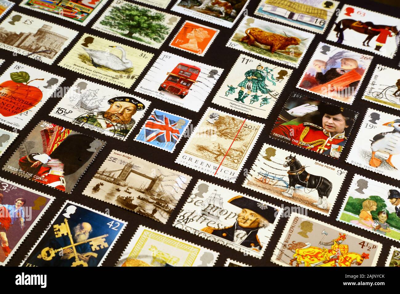 British symbols on postage stamps Stock Photo