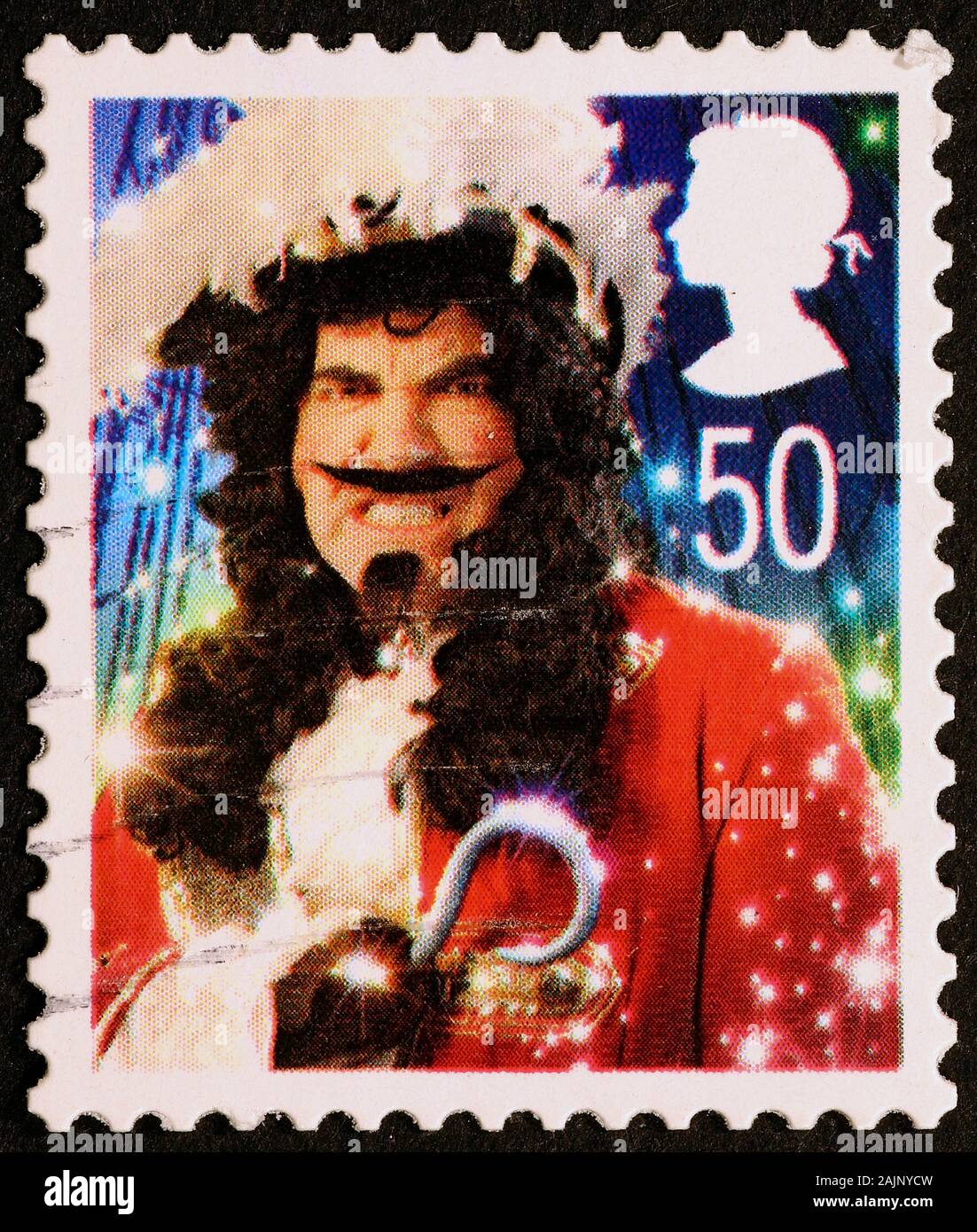 Captain Hook on british postage stamp Stock Photo