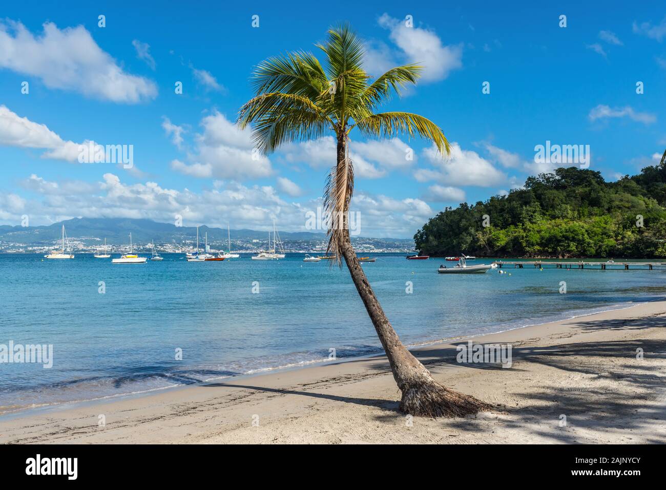 Beautiful view of the Anseal'Ane bay from the beach on the Pointe du