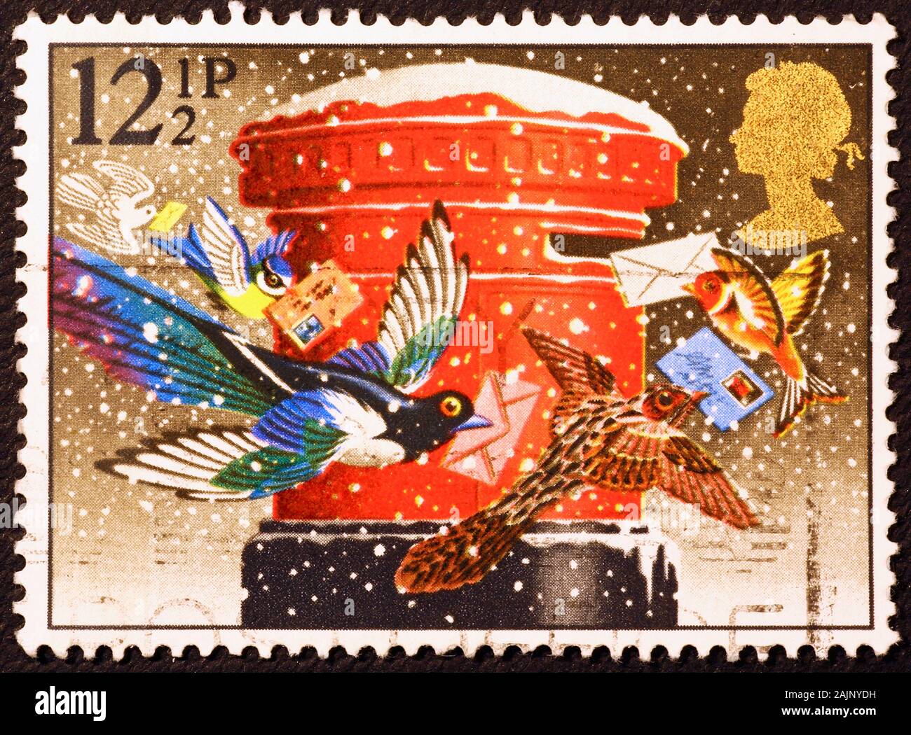 Christmas mailbox on british postage stamp Stock Photo Alamy
