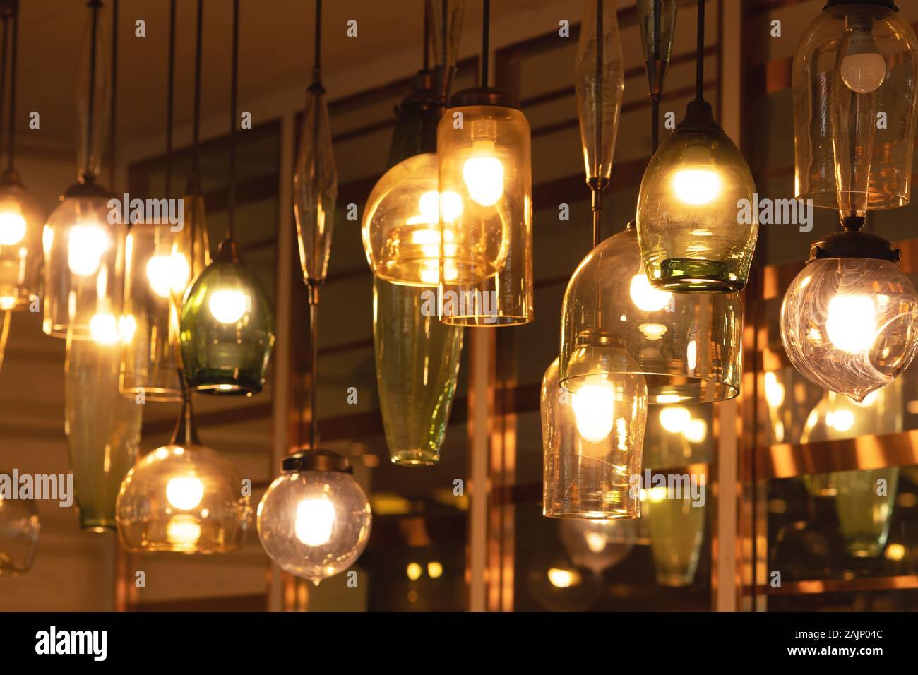 Different kind and size of bulbs for illumination in a luxury place. Stock Photo