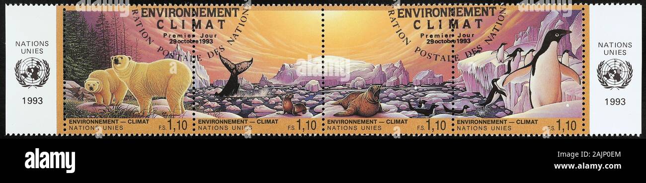 Postage stamp of United Nations about global warming Stock Photo