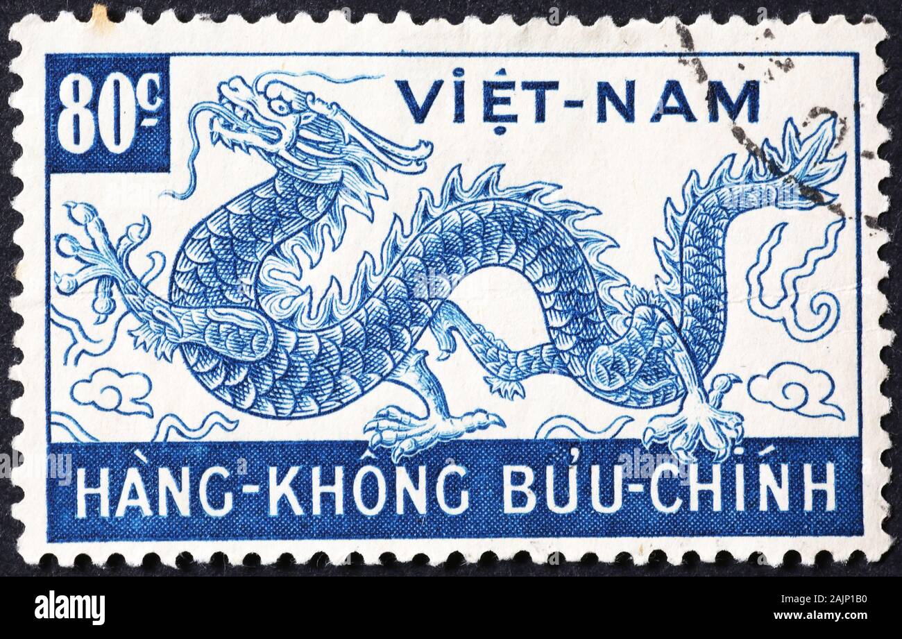 Dragon on old vietnamese postage stamp Stock Photo Alamy