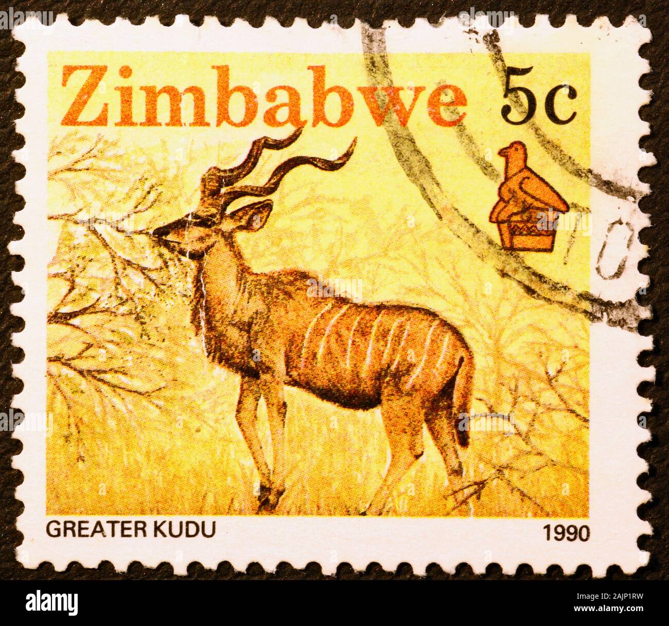 Greater Kudu on postage stamp of Zimbabwe Stock Photo Alamy