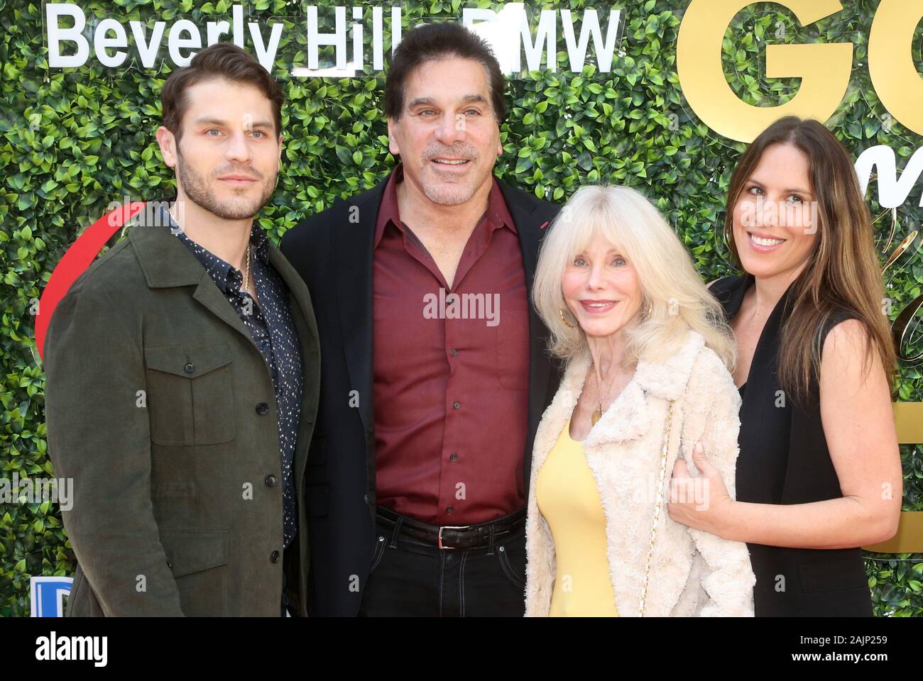 4 January 2020 - Beverly Hills, California - Lou Ferrigno Jr, Lou Ferrigno, Carla Ferrigno, Shanna Ferrigno. the 7th Annual Gold Meets Golden Brunch  held at Virginia Robinson Gardens and Estate. (Credit Image: © F. S/AdMedia via ZUMA Wire) Stock Photo