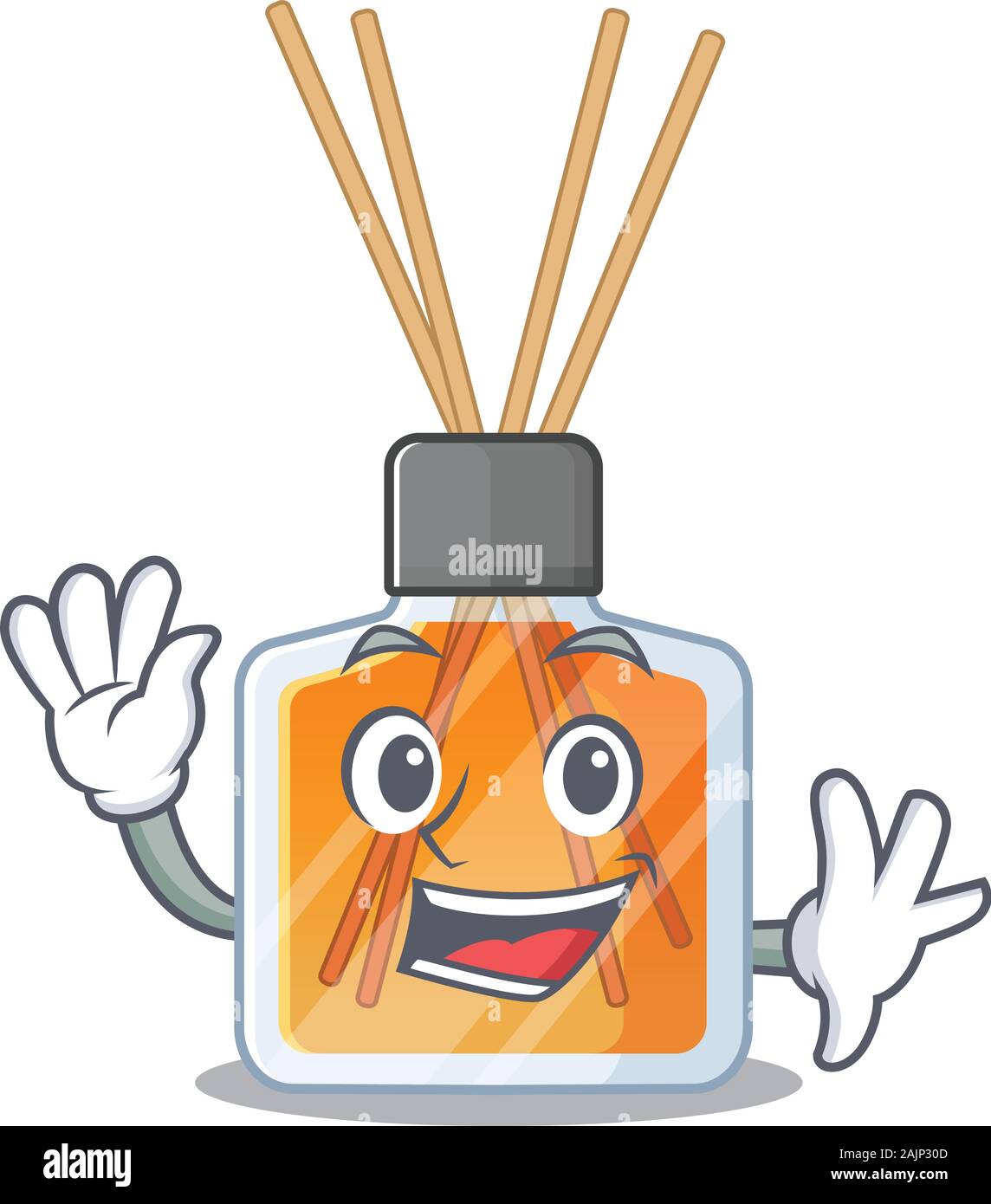 Waving friendly air freshener sticks cartoon character design Stock