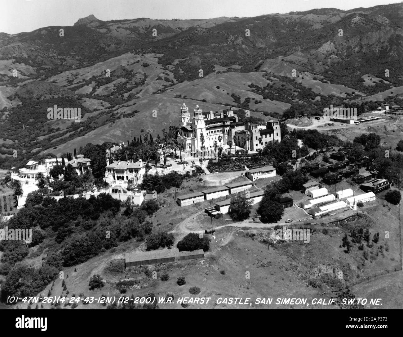 HEARST CASTLE SAN SIMEON California Aerial View circa 1935 Stock Photo