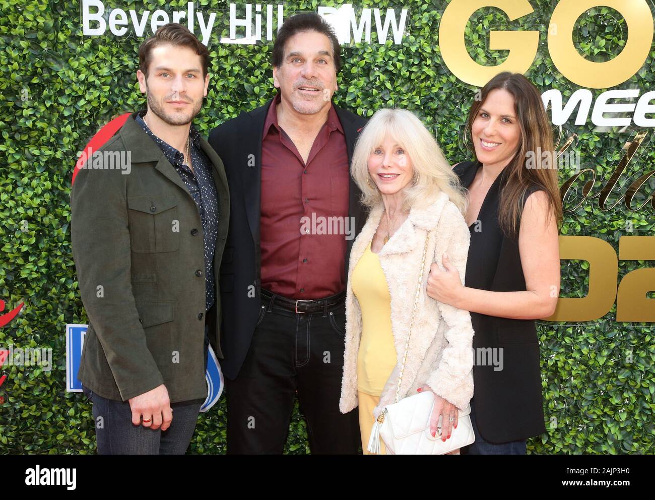 4 January 2020 - Beverly Hills, California - Lou Ferrigno Jr, Lou Ferrigno, Carla Ferrigno, Shanna Ferrigno. the 7th Annual Gold Meets Golden Brunch  held at Virginia Robinson Gardens and Estate. (Credit Image: © F. S/AdMedia via ZUMA Wire) Stock Photo