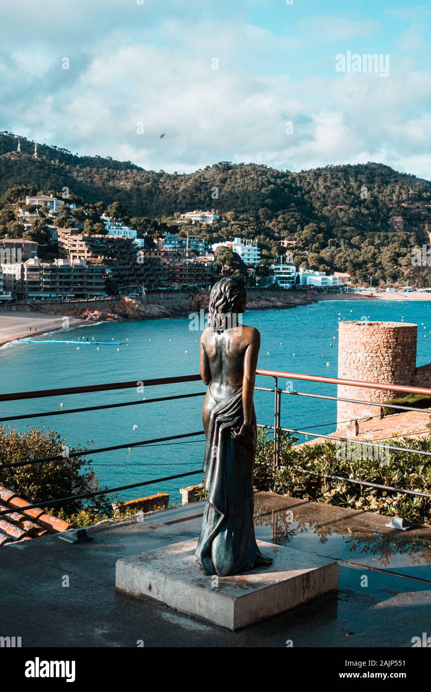 Ava Gadner statue in Tossa de Mar on Costa Brava, Catalunya, Spain Stock Photo