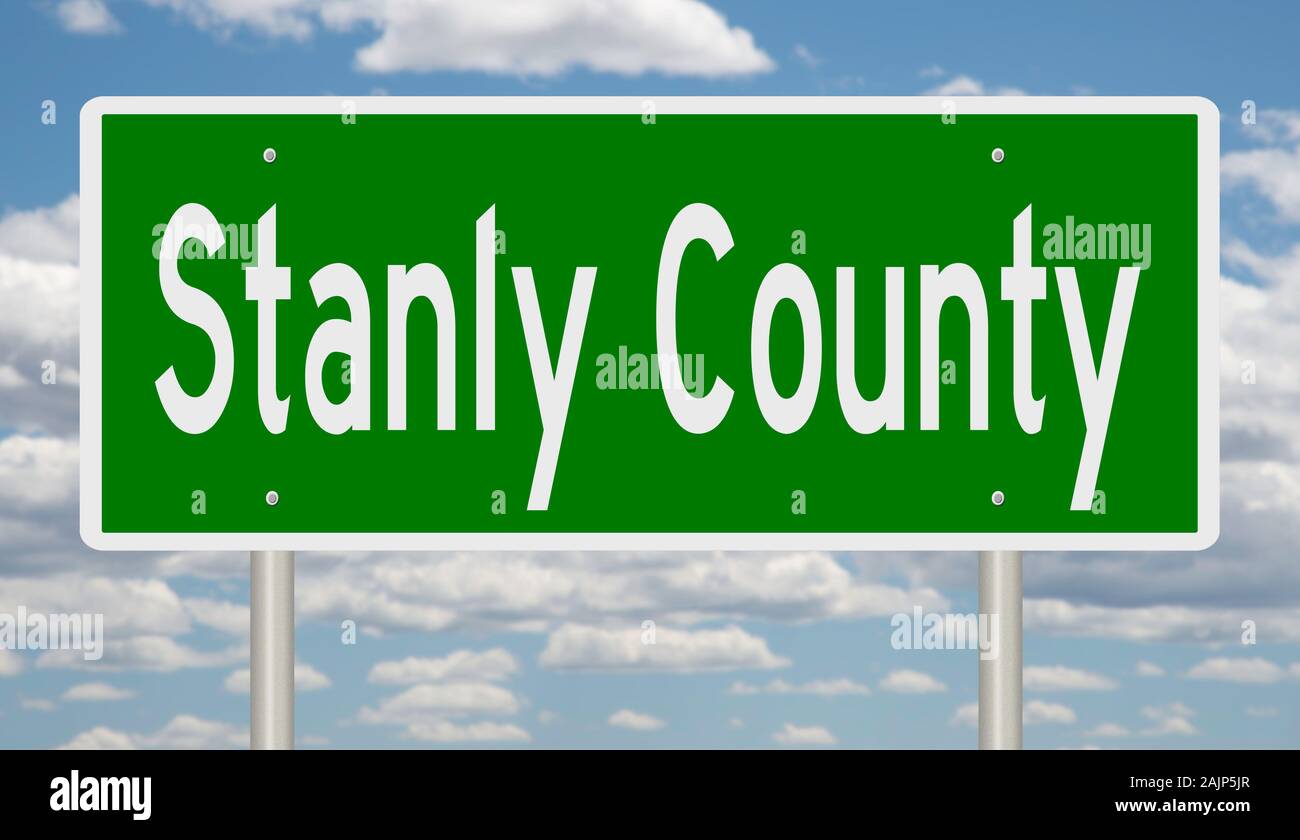 Rendering of a green 3d highway sign for Stanly County Stock Photo Alamy