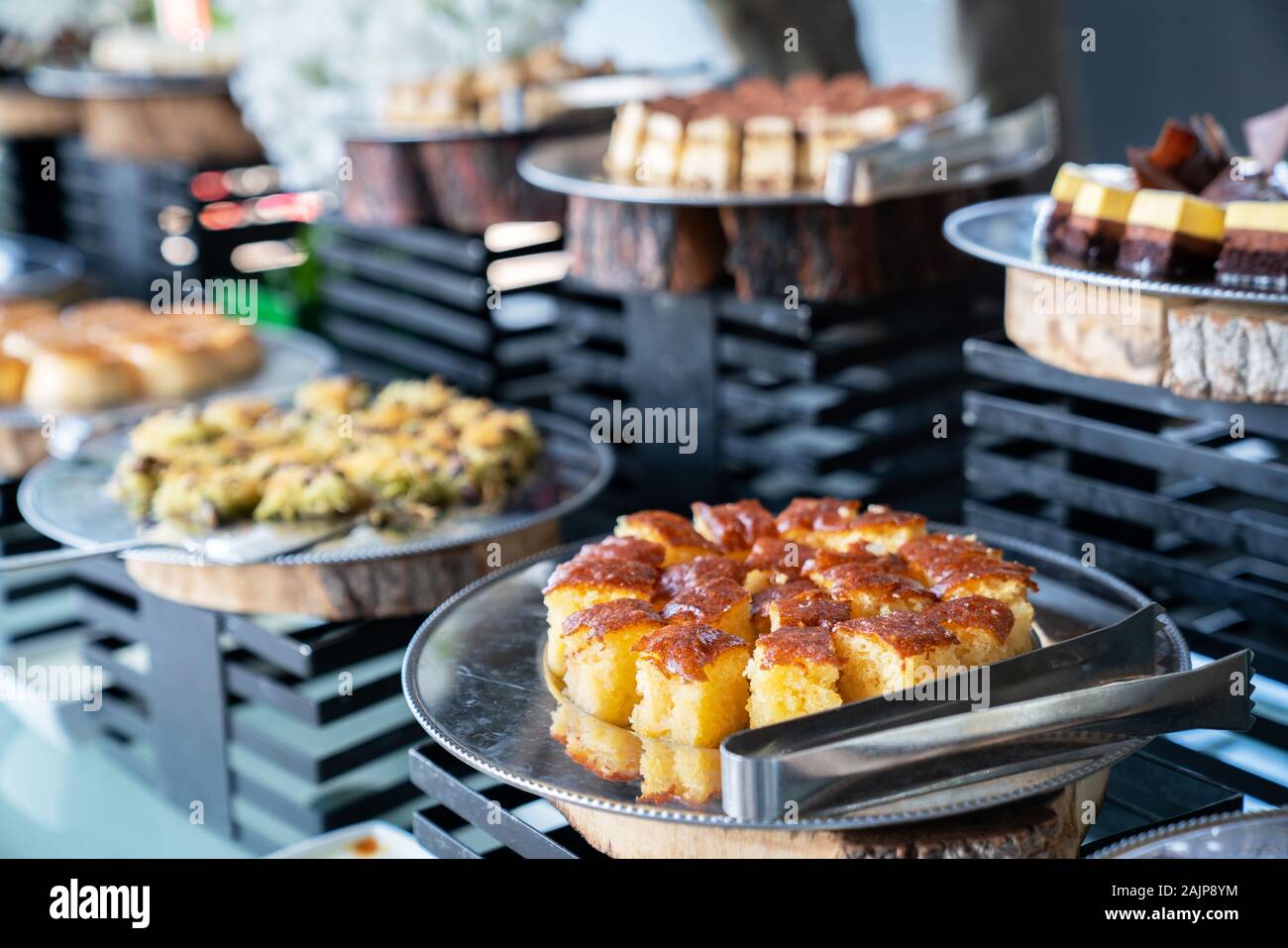 A delicious dessert buffet with various sweet bakery in a restaurant or hotel Stock Photo Alamy