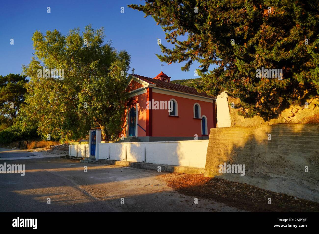 Renovated Rural parish church on the Island of Cephalonia, Ionian Sea, Greece Stock Photo