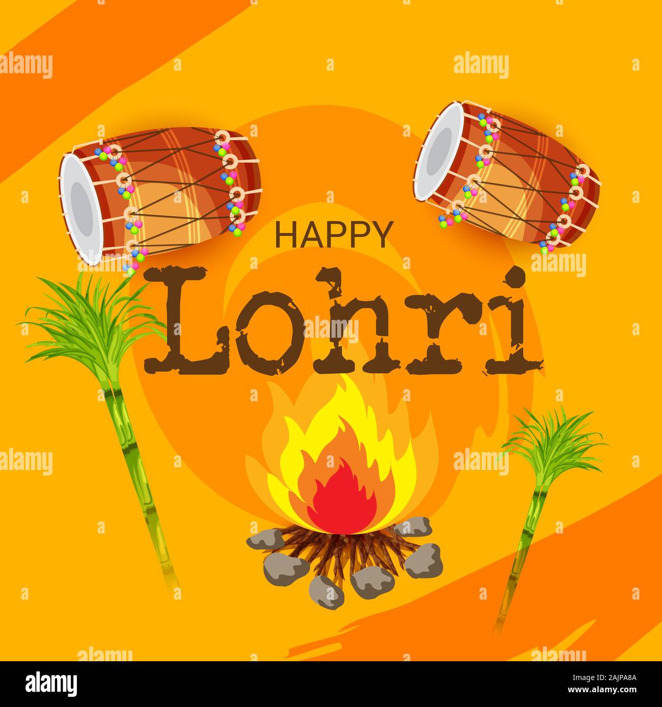 Vector illustration of a Holiday Background for Punjabi Festival Happy Lohri  Stock Photo - Alamy