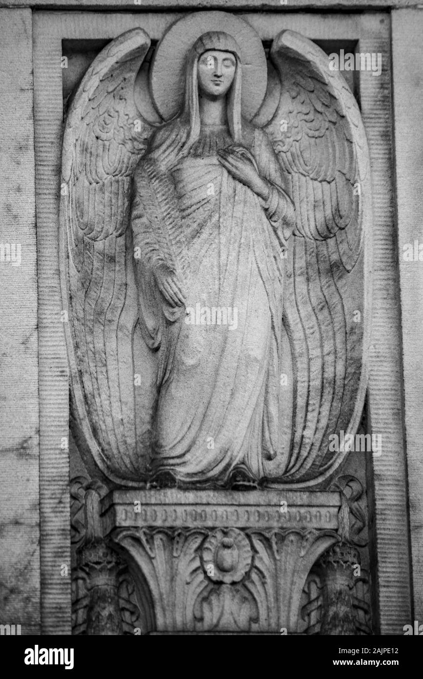 Statue of an angel on a german graveyard in Berlin Hermsdorf Stock Photo