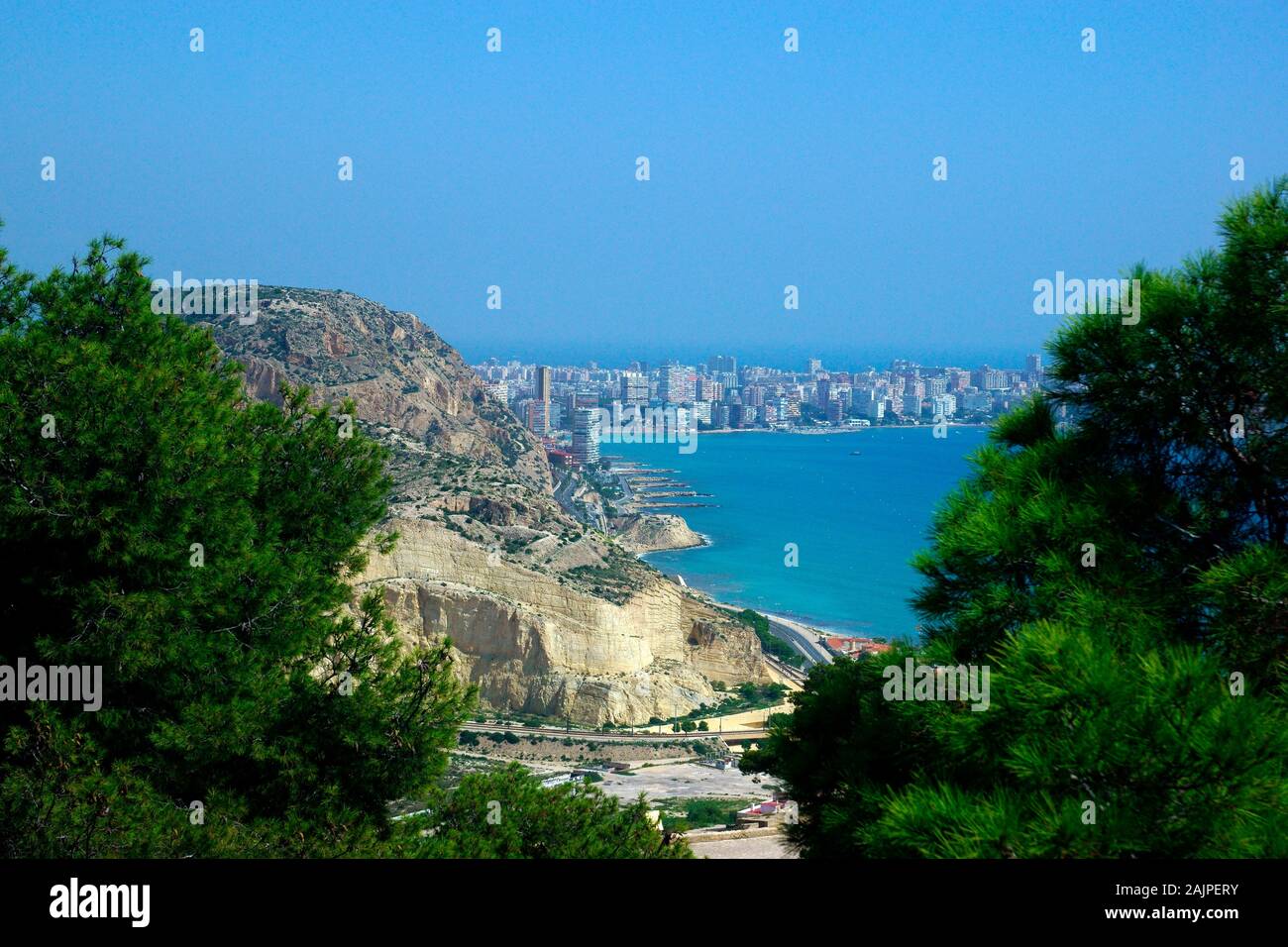 ALICANTE FROM SANTA BARBARA CASTLE. Stock Photo